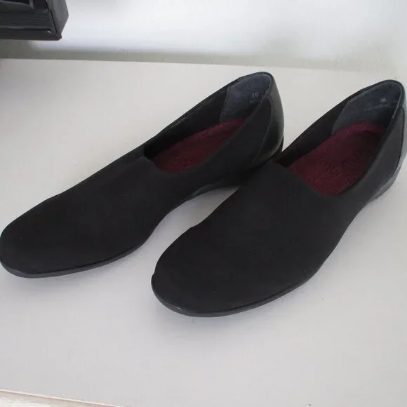 Munro American Womens Black Leather & Nylon Flat Loafer Shoe - Size 10M - Picture 2 of 7